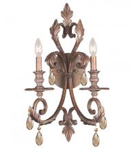 Crystorama 6902-FB-GTS - Crystorama Royal 2 Light Golden Teak Swarovski Strass Crystal Bronze Sconce