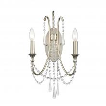 Crystorama ARC-1902-SA-CL-MWP - Arcadia 2 Light Antique Silver Sconce