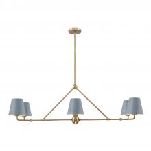 Crystorama XAV-B9306-VG-BL - Xavier 6 Light Vibrant Gold + Blue Linear Chandelier