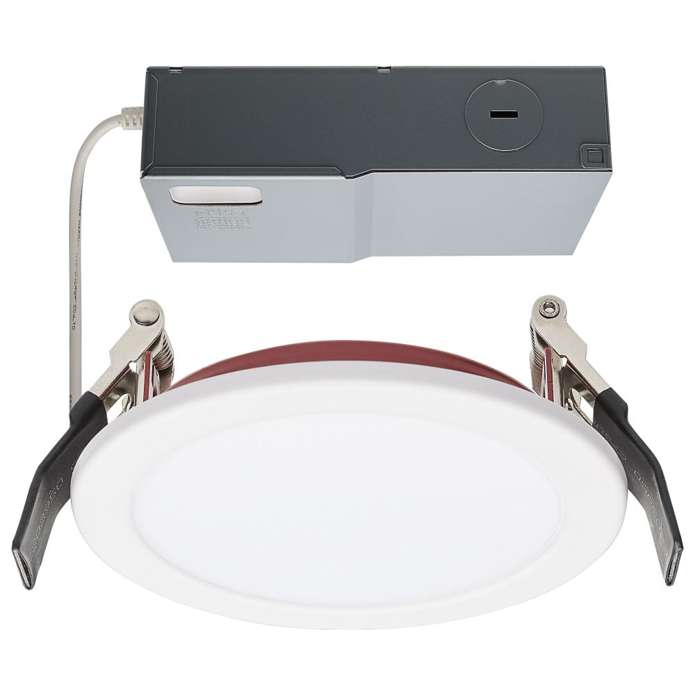 10 Watt LED; Fire Rated 4 Inch Direct Wire Downlight; Round Shape; White Finish; CCT Selectable; 120