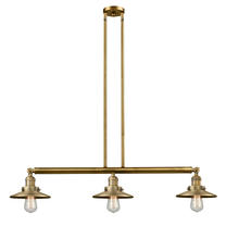  213-BB-M4 - Railroad - 3 Light - 41 inch - Brushed Brass - Stem Hung - Island Light