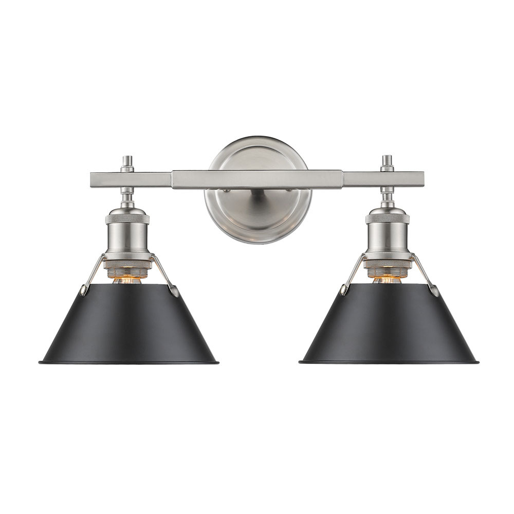 Orwell 2-Light Vanity Light in Pewter with Matte Black