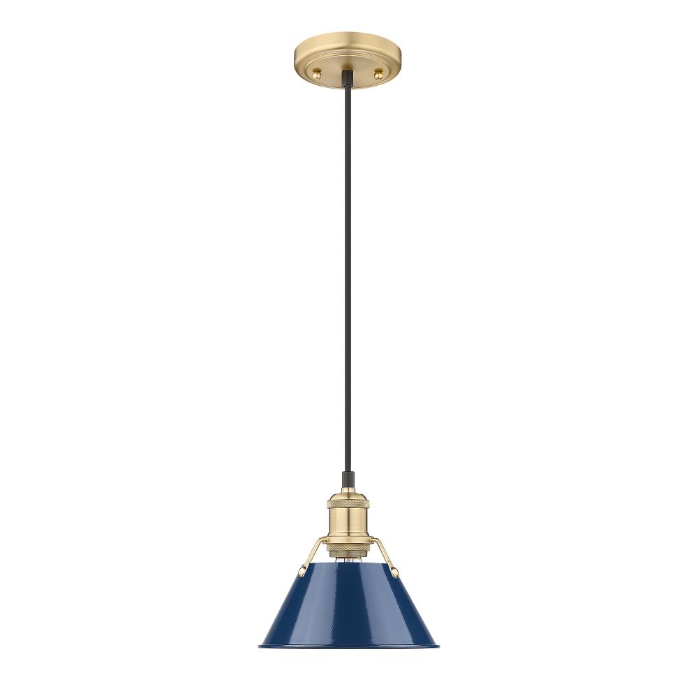 Orwell BCB Small Pendant - 7" in Brushed Champagne Bronze with Matte Navy shade