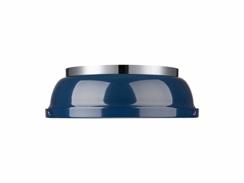 Duncan 14" Flush Mount in Chrome with Matte Navy