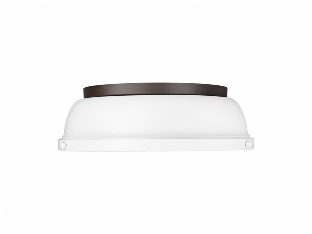 Duncan 14" Flush Mount in Rubbed Bronze with Matte White