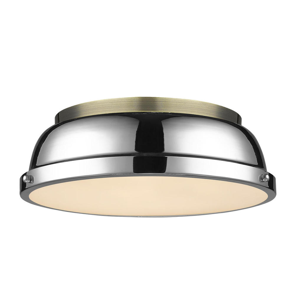 Duncan 14" Flush Mount in Aged Brass with Chrome