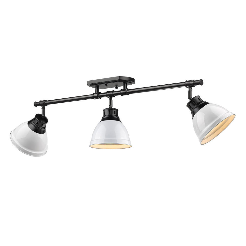 Duncan 3-Light Semi-Flush - Track Light in Matte Black with White