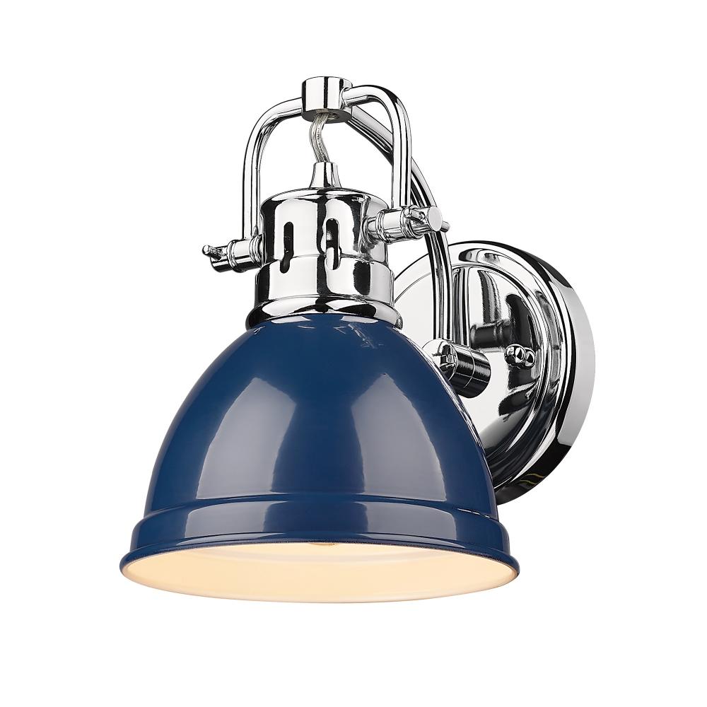 Duncan CH 1 Light Bath Vanity in Chrome with Navy Blue Shade