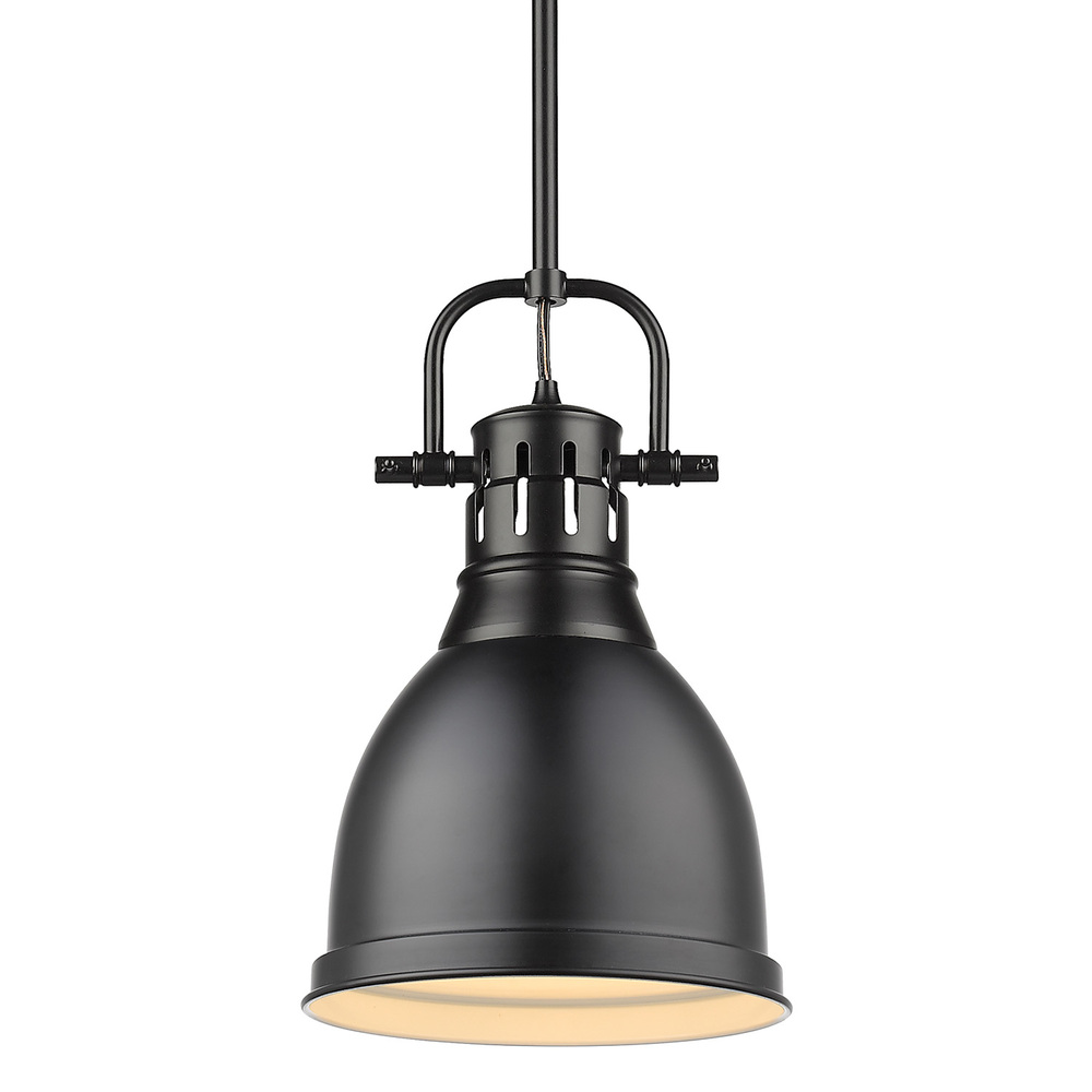 Duncan Small Pendant with Rod in Matte Black with a Matte Black Shade