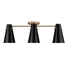 Golden 2122-3SF MBS-BLK - Reeva 3 Light Semi-Flush in Modern Brass with Matte Black Shade