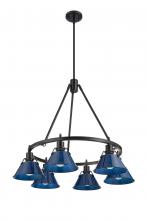 Golden 3306-6 BLK-NVY - Orwell BLK 6 Light Chandelier in Matte Black with Matte Navy shades