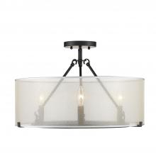 Golden 5019-3SF-S BLK - Alyssa 3 Light Semi-Flush with (short rod only) in Matte Black