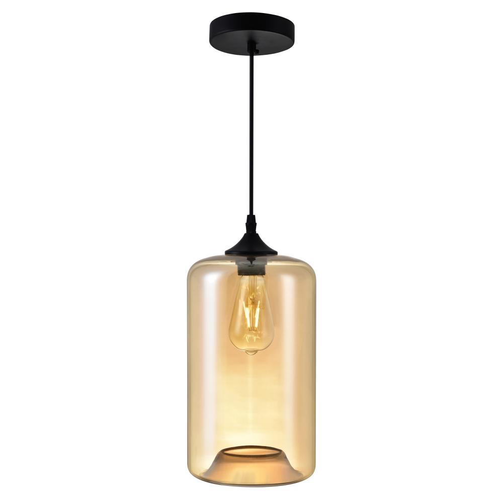 Glass 1 Light Down Mini Pendant With Cognac Finish