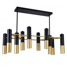 CWI LIGHTING 1015P32-10-129 - Anem 10 Light Down Chandelier With Matte Black & Satin Gold Finish