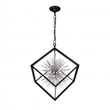 CWI LIGHTING 1178P22-6-601 - Starburst 6 Light Chandelier With Chrome & Black Finish