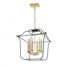 CWI LIGHTING 1223P20-6-602 - Tudor 6 Light Chandelier With Satin Gold & Black Finish