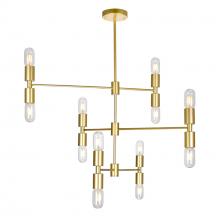 CWI LIGHTING 1227P34-12-169 - Hand Crank 12 Light Chandelier With Medallion Gold Finish