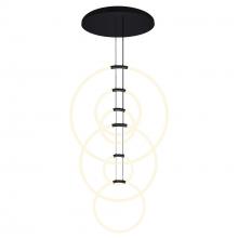 CWI LIGHTING 1273P35-6-101-R - Hoops 6 Light LED Chandelier With Black Finish