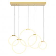 CWI LIGHTING 1273P44-5-602-RC - Hoops 5 Light LED Chandelier With Satin Gold Finish