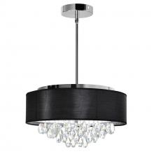 CWI LIGHTING 5443P18C (Black) - Dash 4 Light Drum Shade Chandelier With Chrome Finish