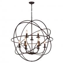 CWI LIGHTING 5464P32DB-9 - Arza 9 Light Up Chandelier With Brown Finish