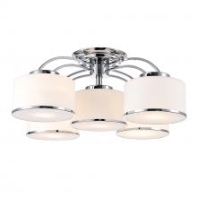 CWI LIGHTING 5479C30C-5 - Frosted 5 Light Drum Shade Flush Mount With Chrome Finish