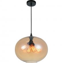 CWI LIGHTING 5553P16 -Amber - Glass 4 Light Down Pendant With Amber Finish