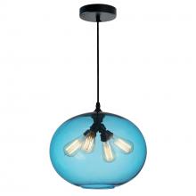 CWI LIGHTING 5553P16 -Blue - Glass 4 Light Down Pendant With Blue Finish