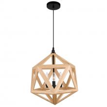 CWI LIGHTING 9945P17-3-101 - Lante 3 Light Pendant With Black & Wood Finish