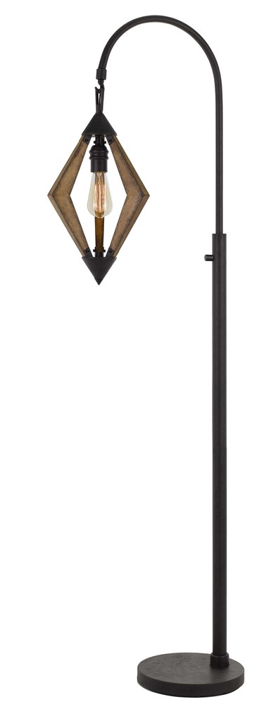 67" Height Metal and Pine Wood Floor Lamp in Black and Wood Finish