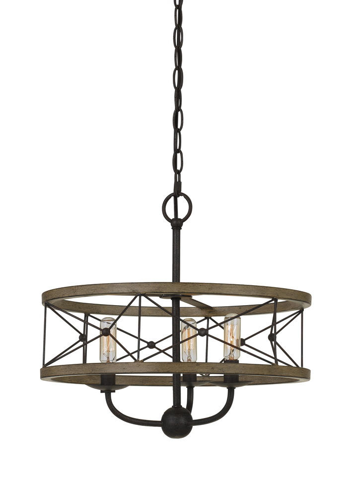 16" Height Metal Pendant in Distressed Ivory and Iron Finish