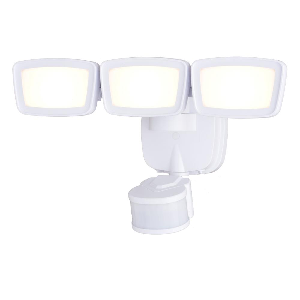 13.25-in. 3 Light LED CCT Adj. Outdoor Motion Sensor Security Flood Light White