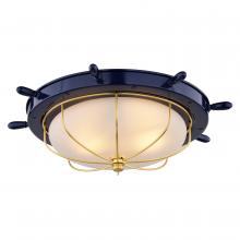 Vaxcel International C0316 - Orleans 15-in. W Flush Mount Navy Blue and Matte Gold