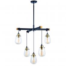 Vaxcel International H0184 - Kassidy 5L Adjustable Chandelier Black and Natural Brass