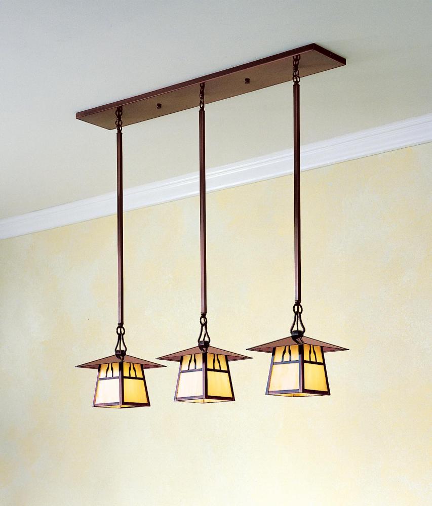 8" carmel 3 light in-line chandelier with t-bar overlay