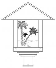 Arroyo Craftsman TRP-16PTTN-BK - 16" timber ridge post mount with palm tree  filigree