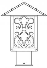 Arroyo Craftsman TRP-9ASM-BK - 9" timber ridge post mount with ashbury  filigree