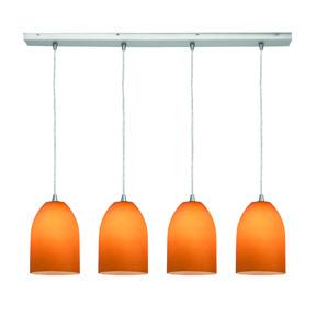 Four Light Brushed Steel Amber Glass Multi Light Pendant