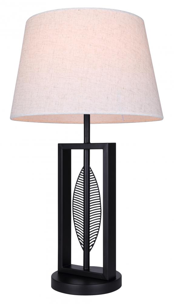 Willow 1 Light Table Lamp with Matte Black Finish and Natural Cream Shade