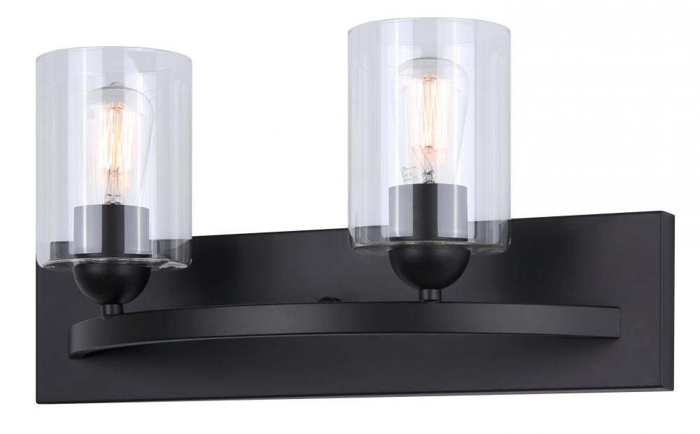 Hampton 2 Light Vanity, Black Finish