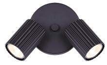 Canarm ICW1119A02BK10 - REXTON 2 Light 5.5 in. Ceiling/Wall Matte Black Track Light Kit with Matte Black Metal Shade