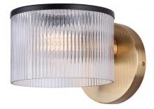 Canarm IWF1143A01BKG - JENNER 8.88 in. 1 Light Matte Black and Gold Sconce with Clear Ribbed Glass Shade