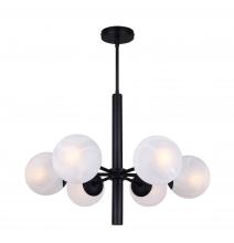 Canarm ICH1229A06BK - 6 Lt Rod Chandelier, Alabaster Glass, 60W Type A, 26inch W x 22 - 70inch H