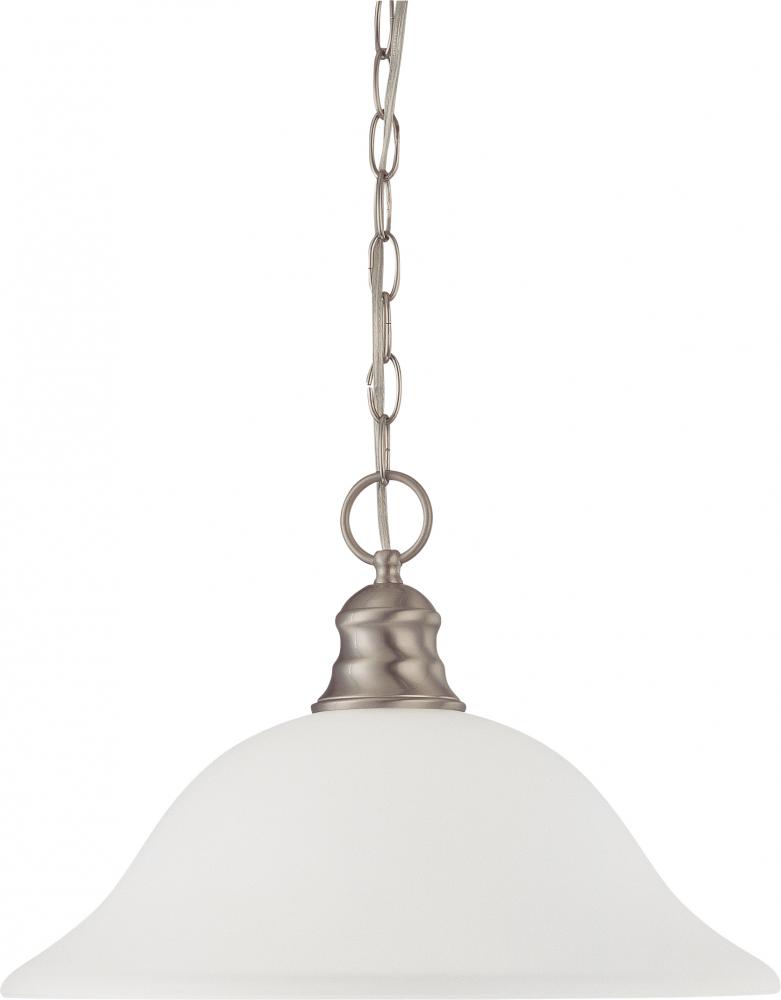 1-Light Pendant Light Fixture in Brushed Nickel Finish with Frosted White Glass and (1) 18W GU24