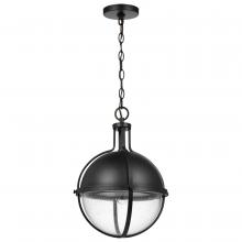 Nuvo 60/7675 - Lincoln; 1 Light Large Pendant; Medium Base; 60 Watt; Matte Black Finish; Clear Seeded Glass