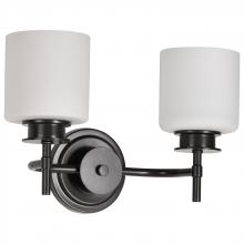 Nuvo 60/8032 - Warren; 2 Light Vanity; Gun Metal with Satin White Glass