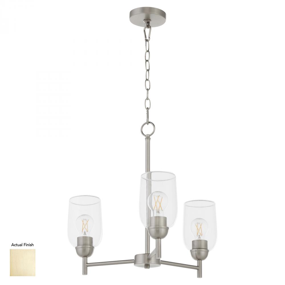 Wallinger 3 Light Chandelier, Aged Brass