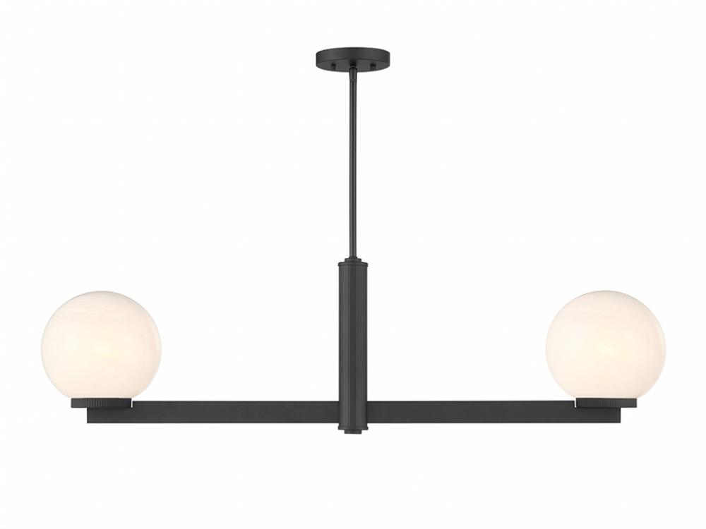 2-Light Linear Chandelier in Matte Black