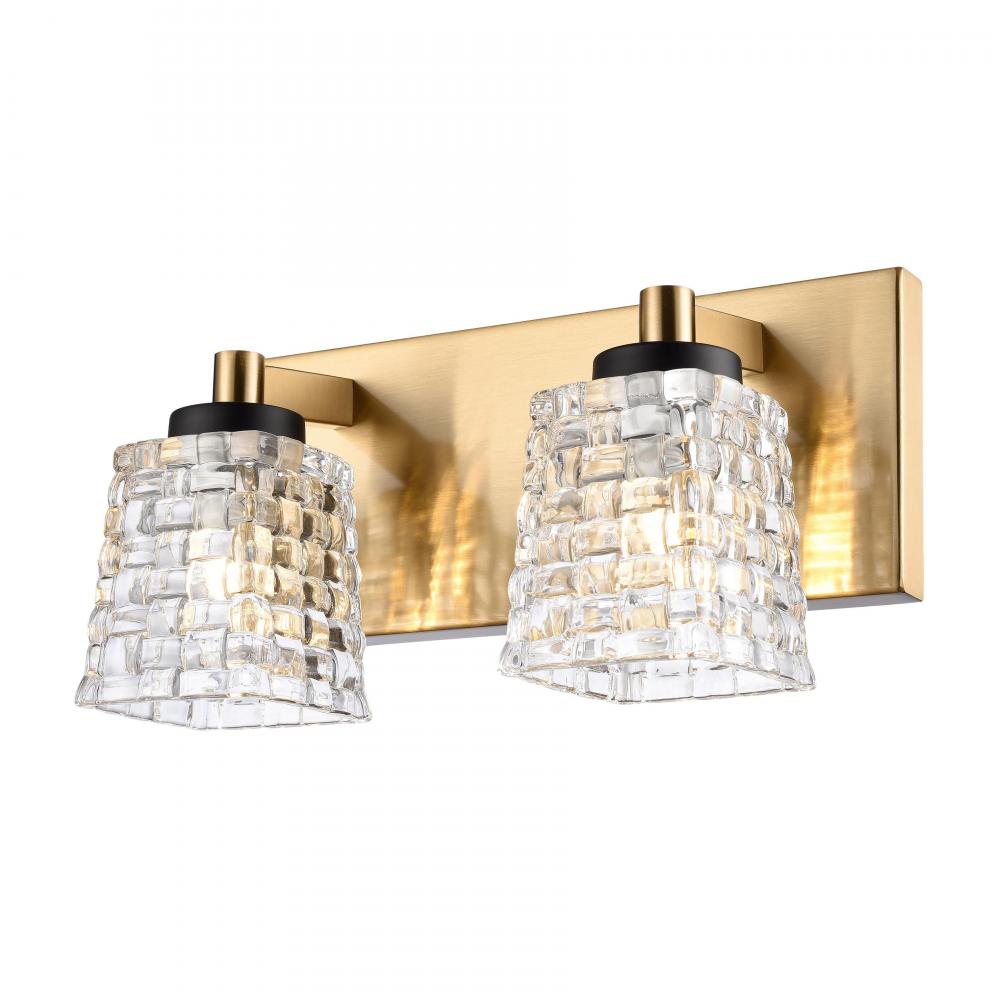 Candace 12'' Wide 2-Light Vanity Light - Satin Brass with Matte Black