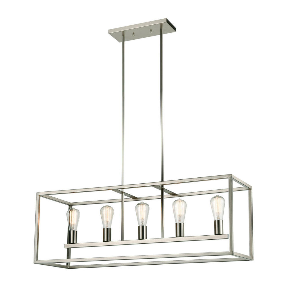 Thomas - Williamsport 37'' Wide 5-Light Linear Chandelier - Brushed Nickel